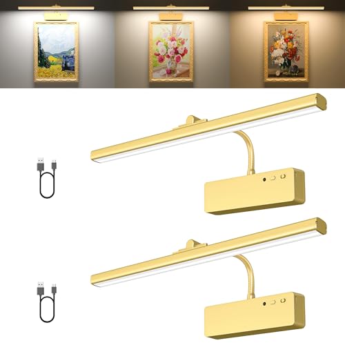 Racokky Picture Light, 15.35inch Picture Lights for Wall Rechargeable, Battery