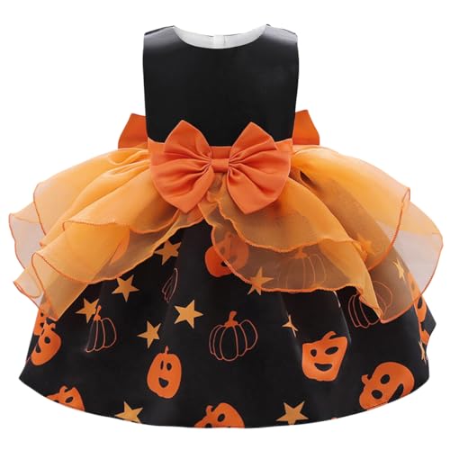 AGQT Toddler Girls Halloween Dresses Polka Dot Colorblock Mesh Tulle Tutu Skirt Size 12 Months-3 Years