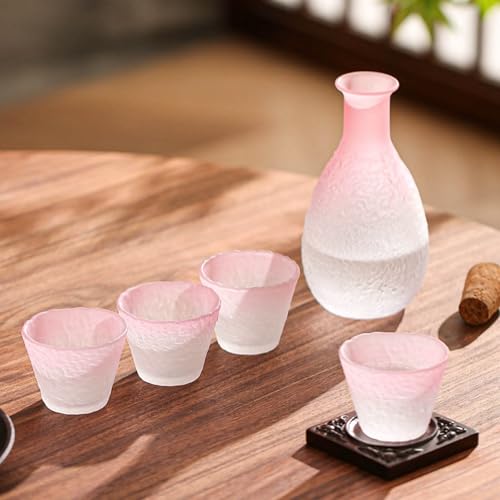 冷酒器 酒器セット ガラス徳利セット 徳利 とっくり おちょこ ぐい呑み セット 冷酒グラス 酒器 冷酒耐熱ガラス 酒燗冷酒器 燗器 トレイ 日本酒グラス 清酒 ガラス製 グラス 贈物 ギフト 花見 冷酒 宴会