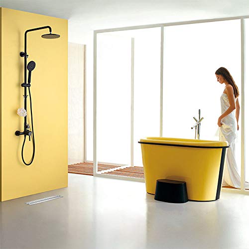 Système de douche noire murale et mitigeur 3 fonctions pour bac
