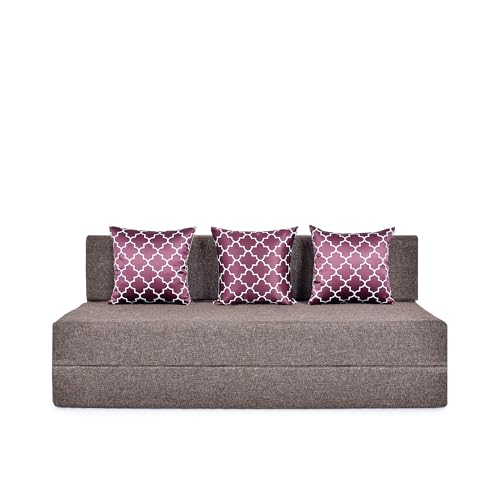 Image of Three Seater Sofa Cum Bed 5x6 Ft with Soft Foam Cushioning, Comfortable Foldable Sofa Bed for Living Room, Bedroom, Guest Room & Office(Charcoal Brown)