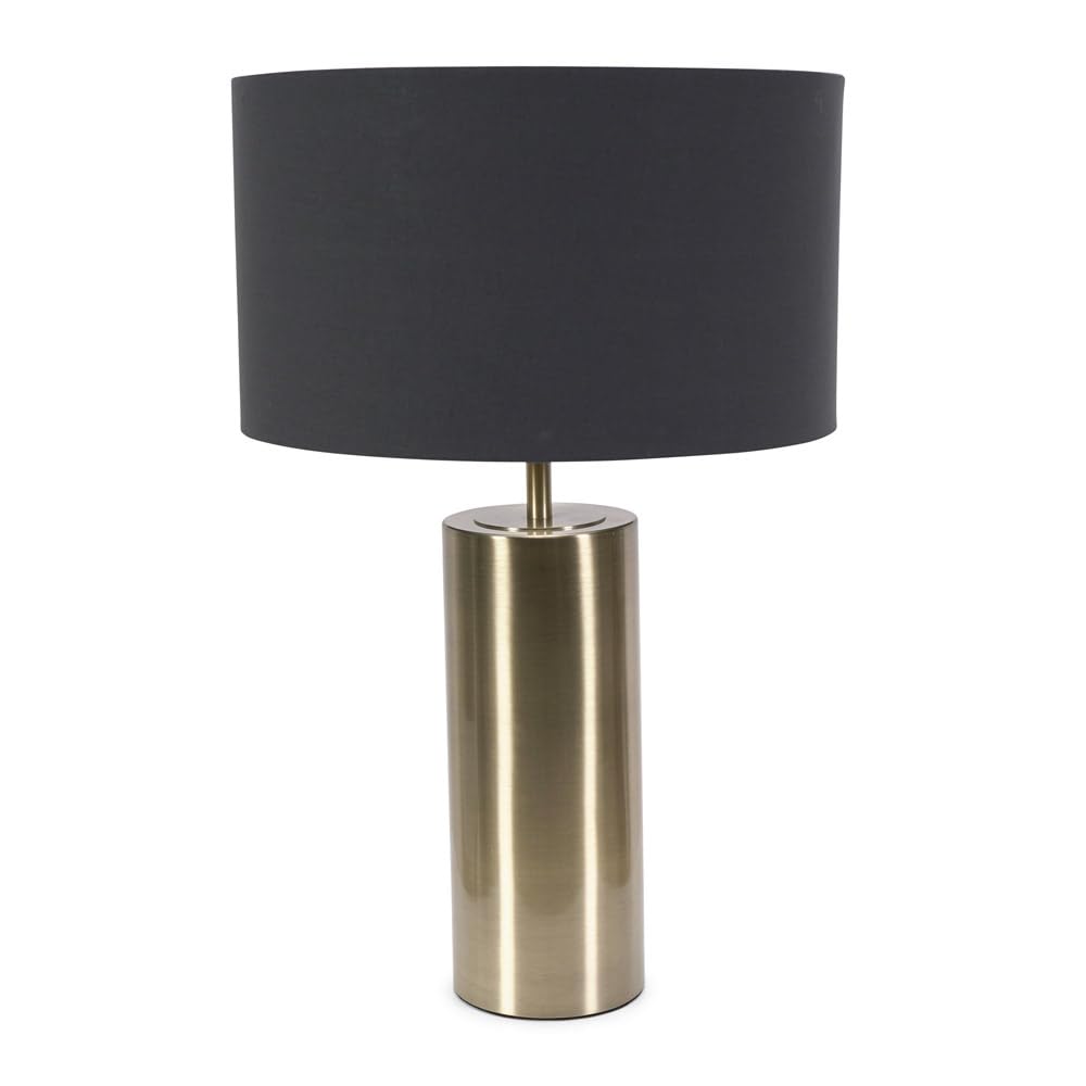 Valuelights Black | Antique Brass Single Stem Touch Dimmer Light Table Lamp With Drum Shade | Home Décor, Bedside & Desk Lamp