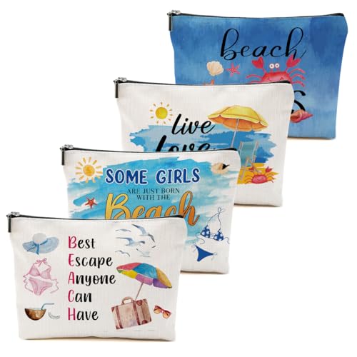 4 PCs Beach Vacation Cosmetic Bag Girls Trip Gifts Favors,