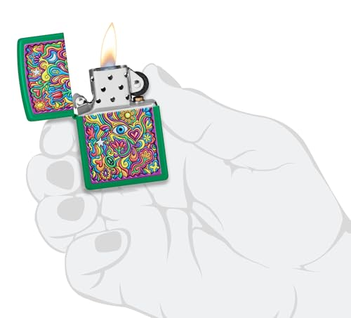 Image of Zippo Trippy Design Grass Green Matte,Windproof Pocket Lighter, Refillable, (BIS Certified)