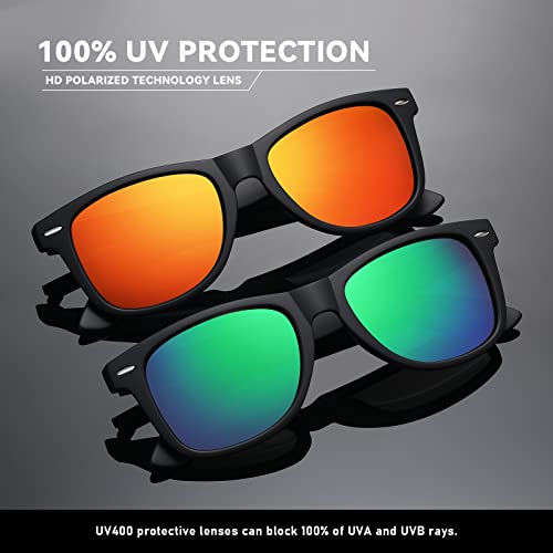 Occhsouo Polarized Sunglasses Womens Men - Sun Glasses Fashion Trendy Driving Fishing Uv Blocking Uv400 Protection (A1-Black+Blue+Orange+Green) #TOP2