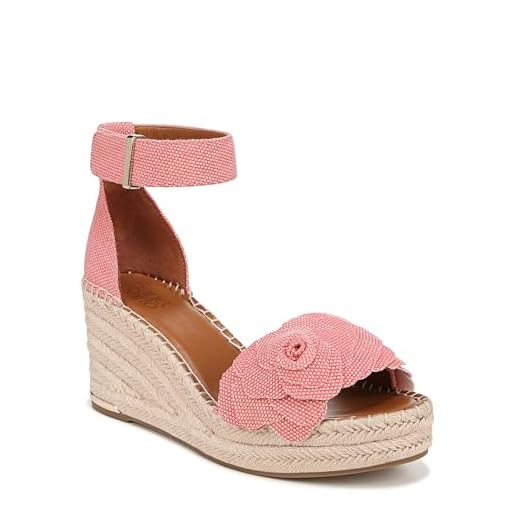 Franco Sarto Womens Clemens Jute Wrapped Espadrille Wedge Sandals Coral Pink Flower 5M