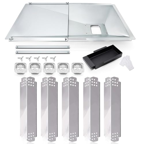 Hiorucet Grill Grease Tray Replacement Parts for Nexgrill 5 Burner 720-0882A 720-0888N 720-0888 720-0888S Nexgrill 4 Burner 720-0830H 720-0783E 720-0830X Adjustable Drip Pan and Heat Plates.