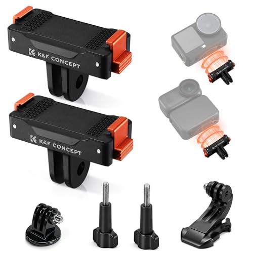 K&F CONCEPT 2er-Pack Magnethalterung Schnellwechsel-Adapterhalterung für DJI Osmo Nano/Action 6, Erweiterungsadapter mit 1/4'-Adapter Magnetverschlusshalterung für Stativ, Actionkamera Zubehör