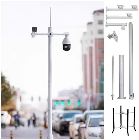 Outdoor Surveillance Camera Stand Pole, Weatherproof Security Post with Lightning Rod for Driveway & Highway Monitoring, Durable Camera Mount for Enhanced Protection