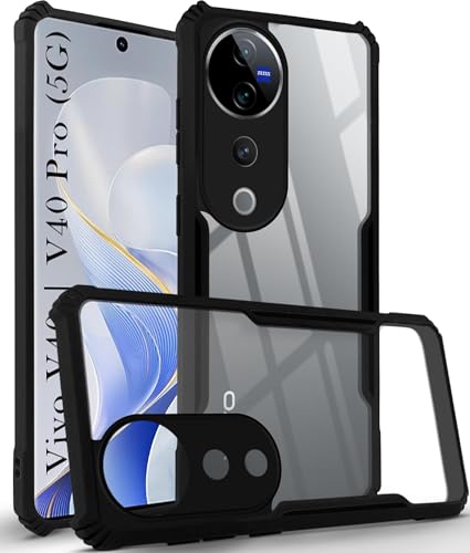 Image of Jkobi Back Case Cover for Vivo V40 | Vivo V40 Pro 5G (Polycarbonate Clear Panel with Shockproof | Professional Black)