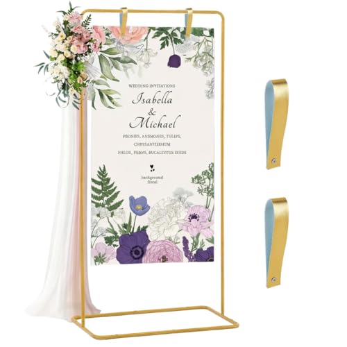 Catálogo de Caballetes con asiento favoritos de las personas. 48 DICOSMETIC - Juego de 1 soporte ajustable para letrero de boda, caballete dorado con 2 correas para colgar, para bodas, asientos, tabla, para fiestas, baby shower, decoración de...