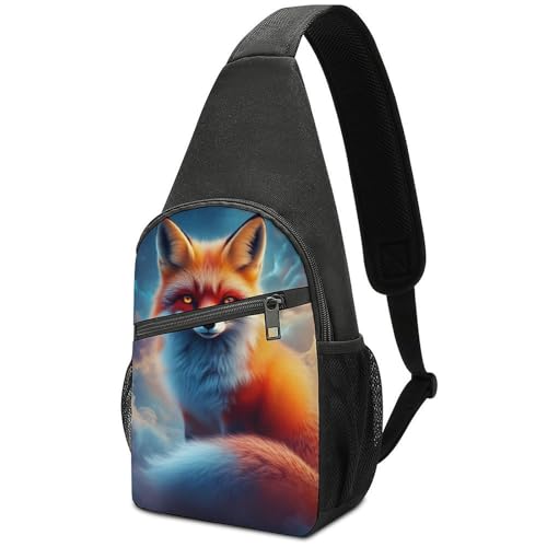 Casual Sling Bag Backpack, Rucksack, Space Fox Art Shoulder Crossbody Bag Chest Pack, Tool Backpack, Satchel Bookbags Travel Rucksack Daypack for Man/Women