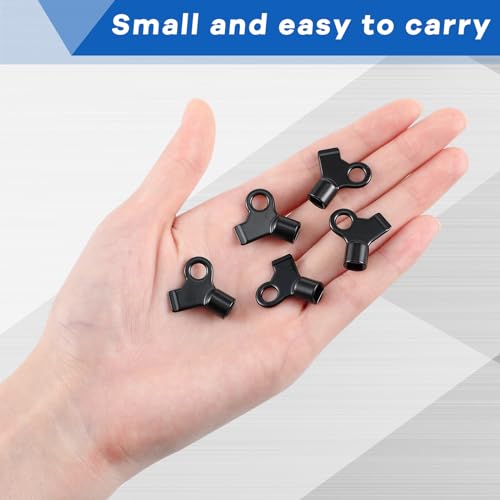 Yaocom 20 Pcs Black Radiator Bleeding Air Valve Key Copper Alloy Radiator Bleed Keys Gas Valve Metal Radiator Key with 20 Pcs Chain for Home Water Plumbing Tool Replacement Set - Thumbnail 3