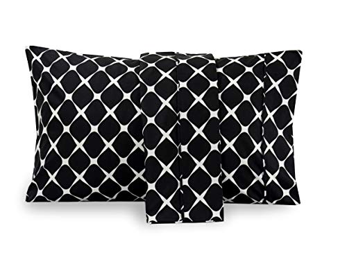 Elegant Comfort Luxury Ultra-Soft 2-Piece Pillowcase Set - 1500 Premium Hotel Quality Microfiber Double Brushed - Wrinkle Resistant, Standard/Queen, Bloomingdale Pattern Black