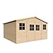 Produktbild Holz Gartenschuppen - Abstellkammer mit Fenstern - H246 x 418 x 420 cm/ 16 m² Naturholz-Shiplap-Schuppen - Gartenwerkstatt - Fahrrad- Geräteschuppen TIMBELA M330