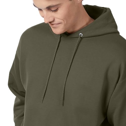 Image of Hanes Men's, EcoSmart, Cotton-Blend Hooded Sweatshirt, Plush Fleece Pullover Hoodie