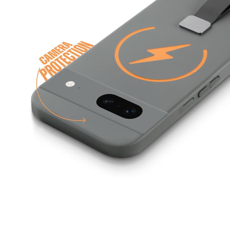 Image of Mr. Case Back Cover for Google Pixel 7 Compact and Stylish Silicon Finish Hard Back | Integrated Grip Strap | Wireless Charging Support - Grey