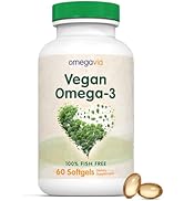 OmegaVia Vegan Omega 3 Supplement, 60 Softgels, Algae Omega 3 Fish Oil Alternative, 300mg Vegan D...