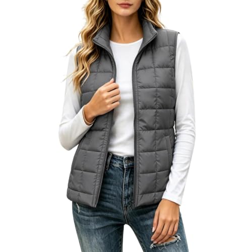 Puffer Gilet for Women Lightweight Down Vests Quilted Sleeveless Jackets
