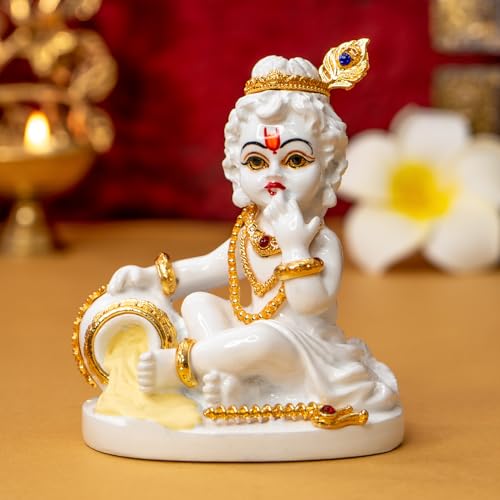 Image of Ekhasa Bal Gopal Murti (8.5 cm) | Laddu Gopal Murti for Pooja Room | Resin Baby Krishna Idol for Home | Bal Krishna Idol | Sri Krishna Idols Gift | Makan Chor Idol
