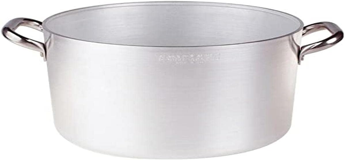 Pentole Agnelli Professional Aluminium 3 Mm. Deep Saucepot with 2 Handles, 7.2 Litre