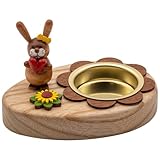 erzgebirge holzkunst hasenschule  Jan Legler  Teelichthalter Kerzenhalter aus Holz  Ostern Osterdekoration aus dem Erzgebirge  6x10x6 cm  Hase mit Herz