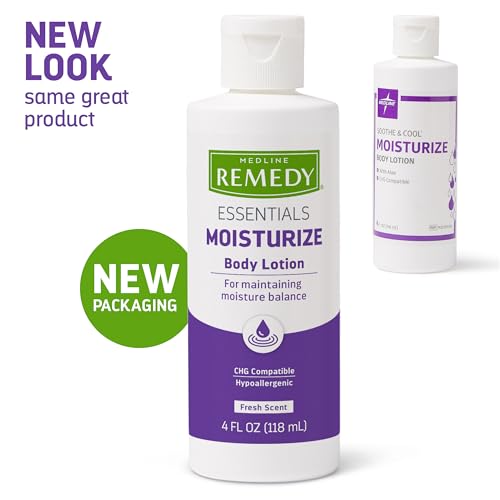 Medline Remedy Essentials Moisturizing Body Lotion, Fresh Scent, 4 oz., Nourishing Skin Care Formula, Hypoallergenic, Pack of 48