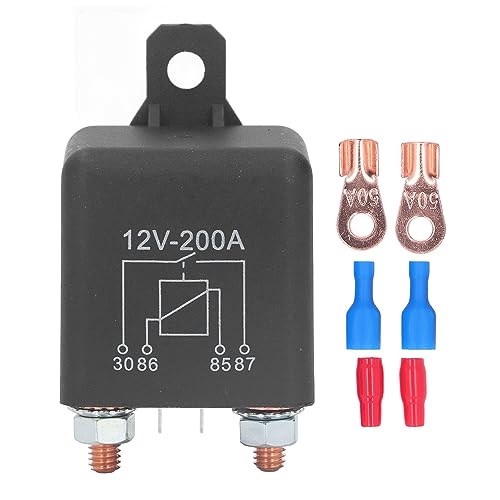 Construction for Lawn Mowers, Carts and ATVs and Automotive and Industrial Control - Starter Solenoid Relay DC 12V 200A - Brass Coil and ABS Flame Retardant Housing.