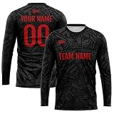Custom T Shirt Long Sleeve Basketball Soccer Football Shooting T-Shirt for Adults and Kids (Dark Gray)