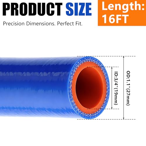 3/4" Silicone Heater Hose, 16ft High Temperature Reinforced Radiator Hoses by AUKITNNE - Used condition - Image 2