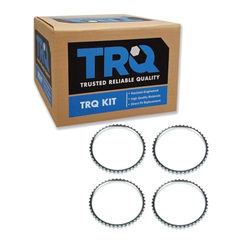 TRQ Front & Rear ABS Tone Ring Kit Set Compatible with 01-08 Ford Escape Mariner Hybrid 4WD 4x4