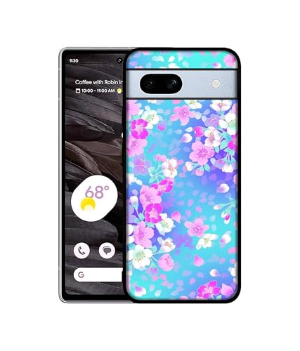 Image of Floral Blue Pattern Design Premium 2D Printed Metal Back Case Cover for Google Pixel 7A 5G