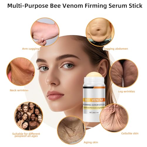 DASIUIP Bee Venom Firming Serum Stick, 2PCS Anti-Aging Lifting Wrinkle Reducing Stick, Hydrating Tightening Skin Serum, Moisturizing for Face, Neck & Eye Area, Portable Daily Skin Care (1 FL.OZ)