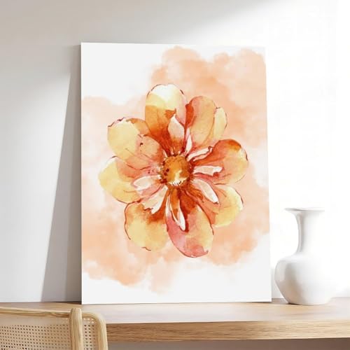 Impression botanique orange aquarelle grand format pour decoration murale