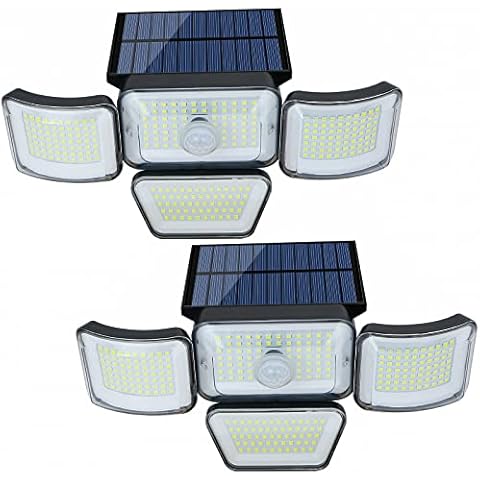 Solar Outdoor Lights, 278 LEDs Security Lights with 3 Modes Motion Sensor, Flood Wall Lights, 4 Heads IP65 Waterproof Solar Motion Sensor Lights for Pathway, Patio, Yard, Garden, Porch, 2 Pack Cover