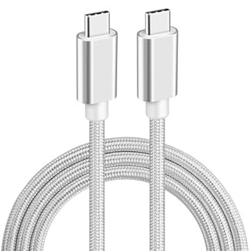 SHANCOSI Cabo USB C para USB C, cabo trançado de carregamento rápido para PS5 DualSense e controlador DualSense Edge - Branco
