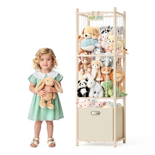Stuffed Animal Storage Organizer - Large Wooden Toy Organizer with