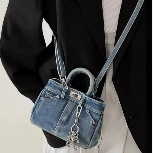 Denim Crossbody Bag for Women, Classic Blue Jean Shoulder Handbag Trendy Top Handle Purse Lightweight Shopper Satchel2