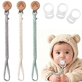 EARLY MINDS 3er-Pack Schnullerkette Baumwolle, Geflochtene Schnullerband...