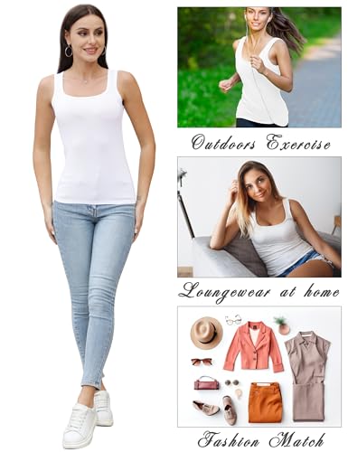 Image of BQTQ 5 Pack Women's Tank Tops Square Neck Sleeveless Ladies Tank Top Undershirts