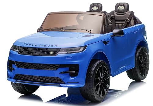 Land Rover Range Rover Sport 24V Maxi SUV Elettrico per Bambini 2 Posti - Macchina con Telecomando Sedili in Pelle Due Cinture a 3 Punti Luci LED Bluetooth Carico Massimo 60 Kg Blu