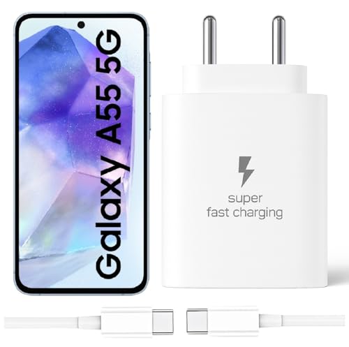 Image of 25W Type-C Charger with Cable Compatible with Samsung-Galaxy A55 5g | Super Fast Charger Adapter for S23 /S24 /S25 /S21Fe /A14 /M17 /M06 /M07 /M05 /F05 /F15 /F06 /M36 /A55 / F17 /A16 /M16 /A56 /A36 /A35 /A34 /A26, White