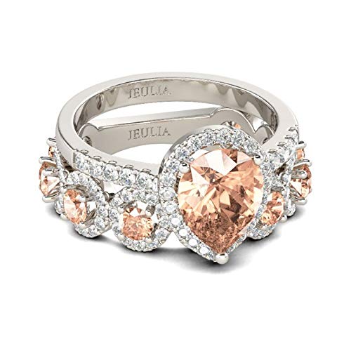 Jeulia Engagement Rings for Women Sterling Silver Promise Eternity Band Princess Cut Cubic Zirconia Wedding Engagement Anniversary Promise Ring Sets Bridal Sets