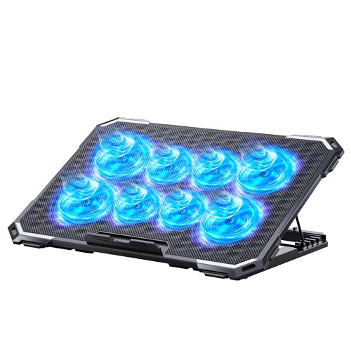 ICE COOREL Laptop Cooling Pad with 8 Cooling Fans, Cooling Pad for Laptop Fan 13-15.6 Inch, Laptop Cooler Stand with 6 Height Adjustable, Notebook Cooler Pad with Two USB Port [2025 Version]