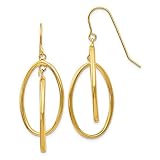 14k Yellow Gold Polished Dangle Wire Earrings