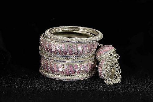Image of NMII Ethnic Wear Bangles Gold-Tone Alloy with Musical Ghungroo Charms | Women Fashionable Jewelry | Designer Bracelet Bangles For Girls | Viral Kashmiri Chudiya for Weddings, Festivals & Parties