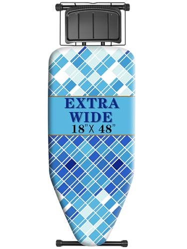 UFETGYG Classic Full Size Ironing Board 57' X 18' with Iron Rest, Extra Wide Size Full Metal Construction,Height Adjustable, Heat & Scorch Resistant Fabric, Anti-Skid Feet, Easy to Fold