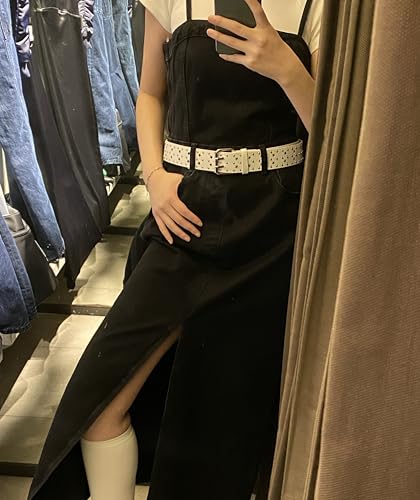 Star PU Leather Belt Y2k Accessories Grunge Clothes Punk Goth Emo Double Buckle Studded Rivet Belt for Fashion Jeans4