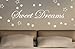 Produktbild Sweet Dreams 100x20cm - Spruch & 40 Sterne - Stern - Wandtattoo Aufkleber B331 (weiß)