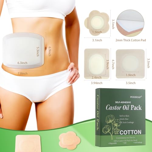 40Pcs Adhesive Castor Oil Patch, Cotton Disposable Castor Oil Pack Wrap for Waist Back Neck Arm Belly — view 3